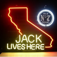 Jack Daniels Lives Here California Old #7 Whiskey Bier Bar Offen Leuchtreklame
