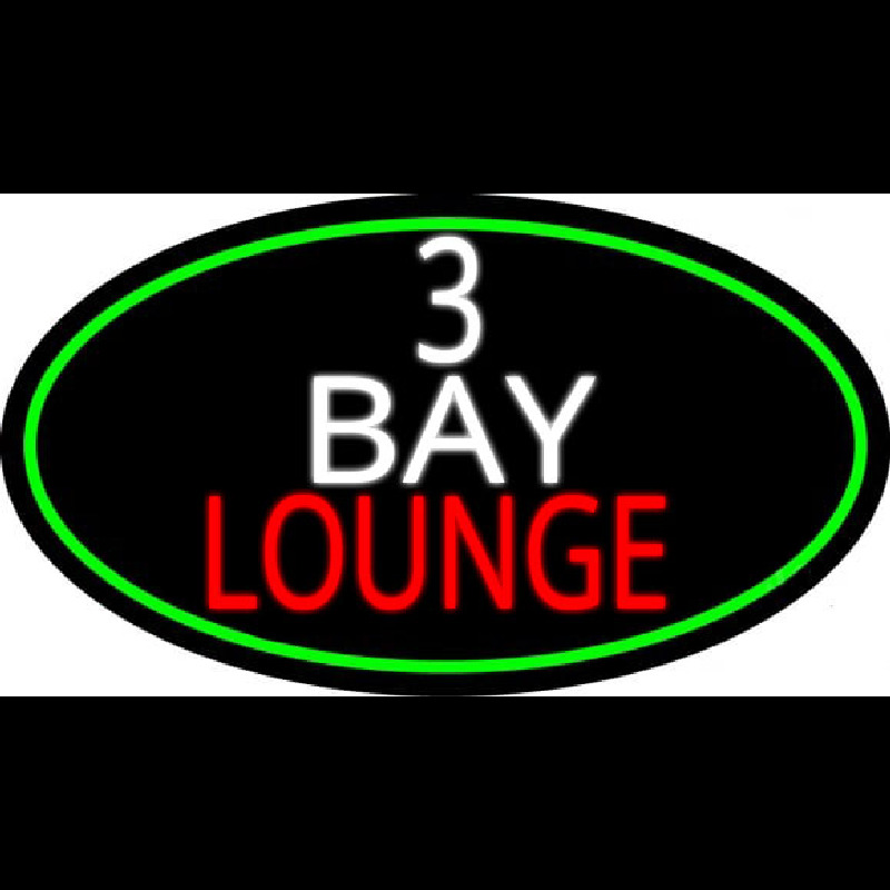 3 Bay Lounge Oval With Green Border Leuchtreklame