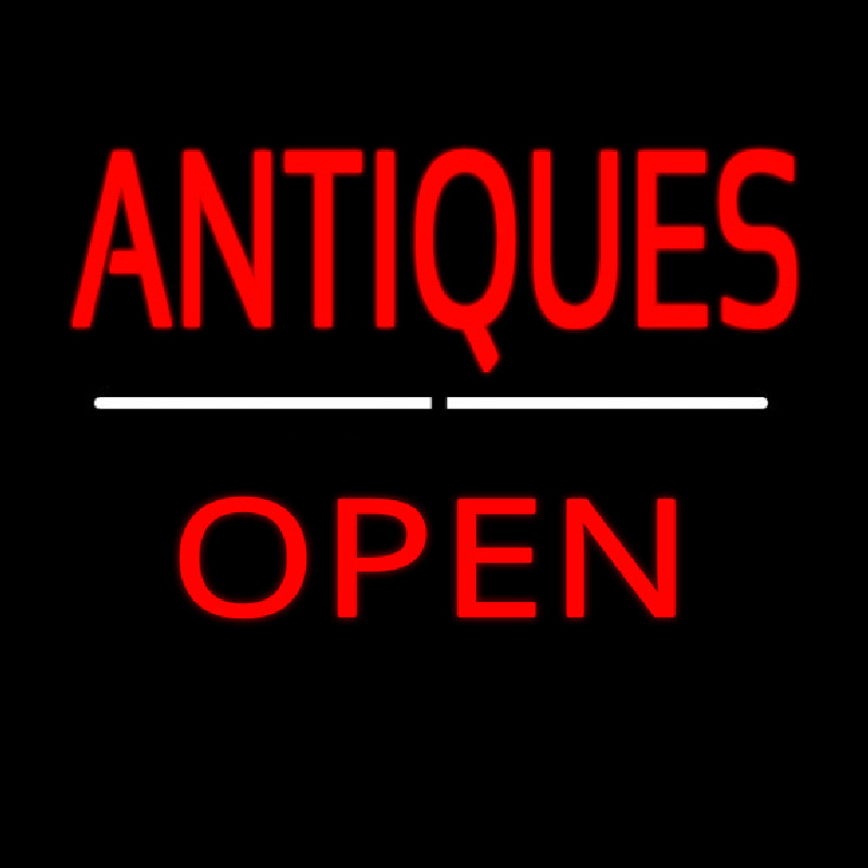 Antiques Open White Line Leuchtreklame