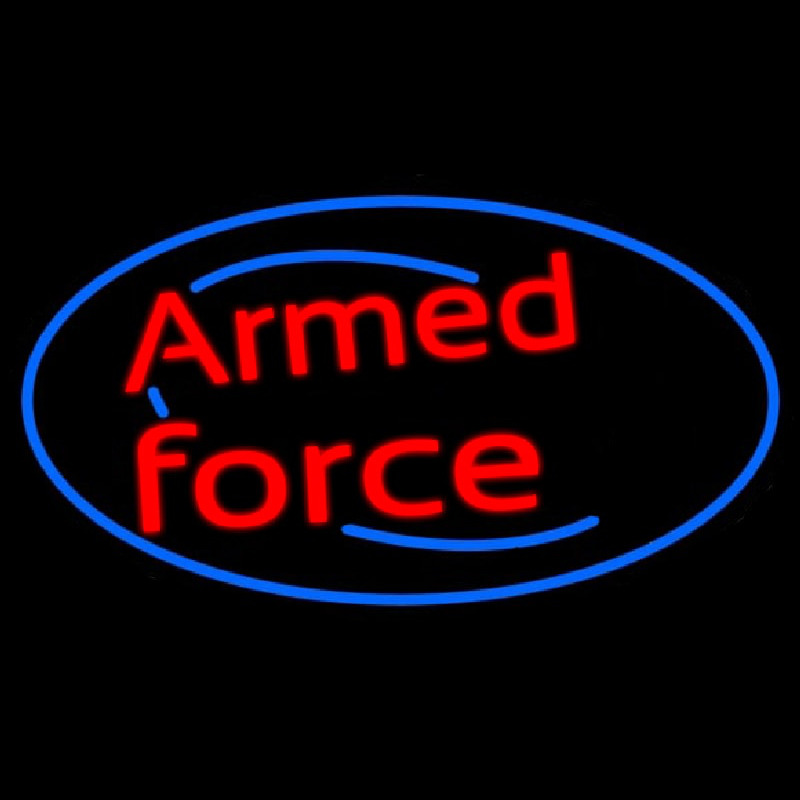 Armed Forces With Blue Round Leuchtreklame