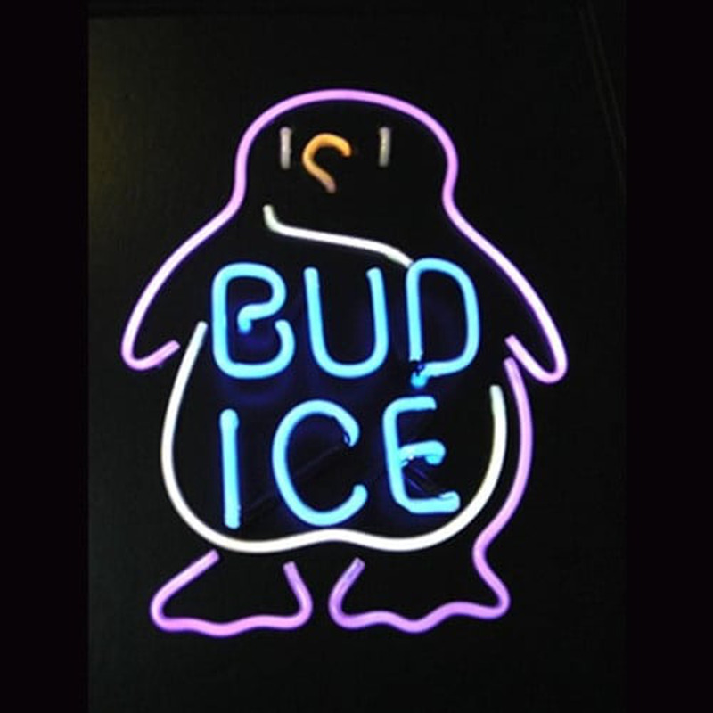 BUD ICE Budweiser Penguin Beer Bar Leuchtreklame