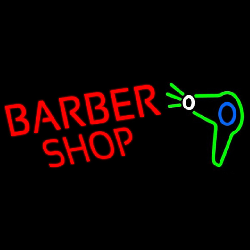 Barber Shop With Dryer And Scissor Leuchtreklame