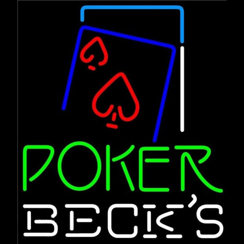 Becks Green Poker Red Heart Beer Sign Leuchtreklame