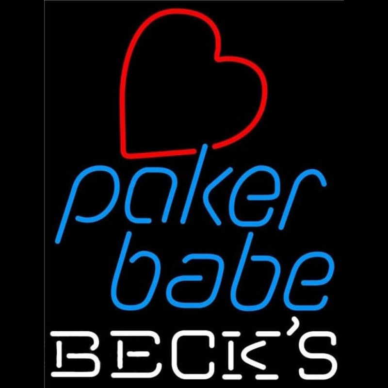 Becks Poker Girl Heart Babe Beer Sign Leuchtreklame