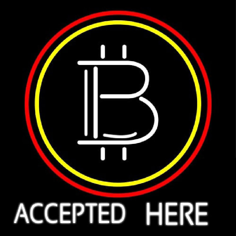 Bitcoin Accepted Here Leuchtreklame