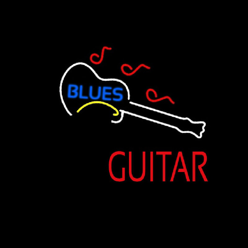 Blue Blues Red Guitar Leuchtreklame