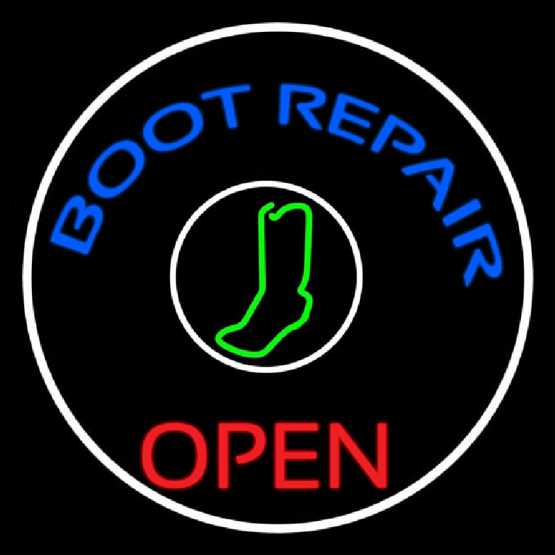 Blue Boot Repair Open Leuchtreklame