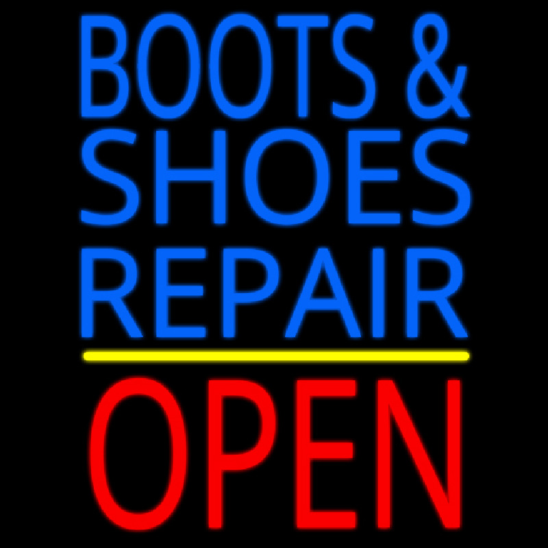 Blue Boots And Shoes Repair Open Leuchtreklame