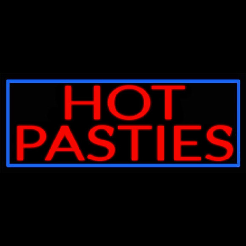 Blue Border Hot Pasties Leuchtreklame