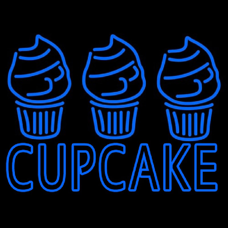 Blue Cupcake With Cupcake Leuchtreklame