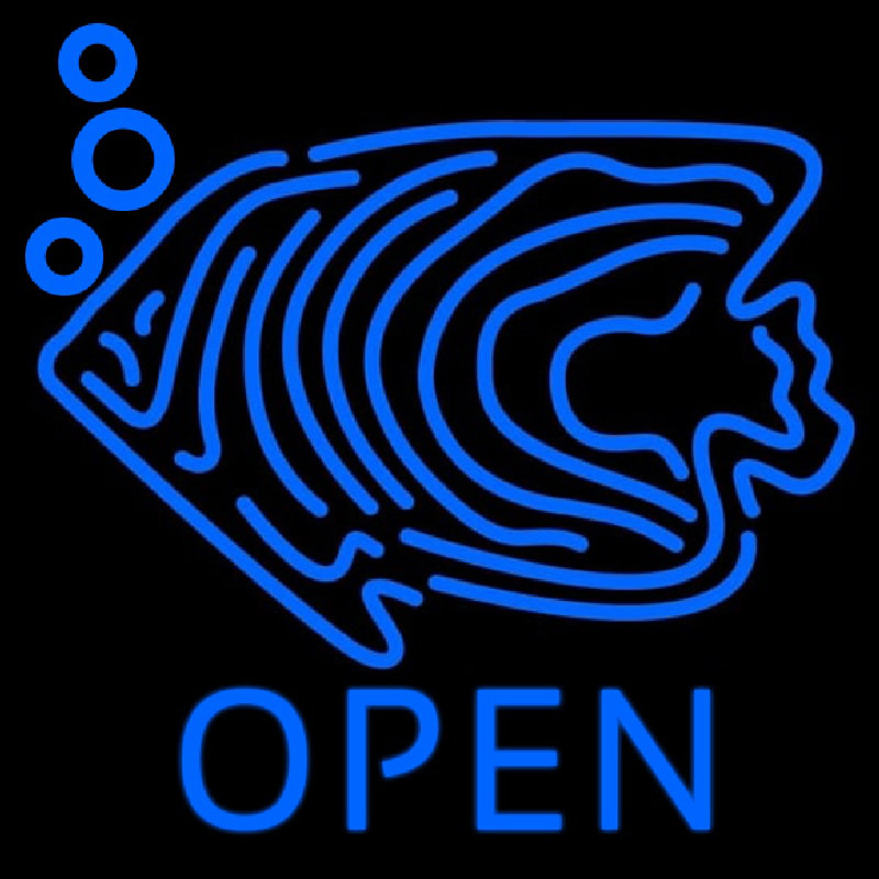 Blue Fish Open Block 1 Leuchtreklame