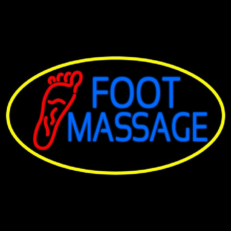 Blue Foot Massage With Yellow Oval Leuchtreklame