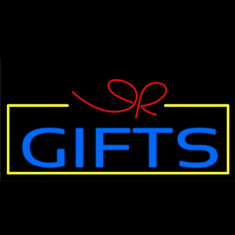 Blue Gifts Block Logo Leuchtreklame