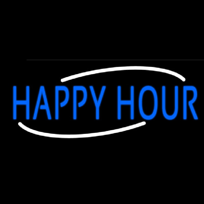 Blue Happy Hour Leuchtreklame