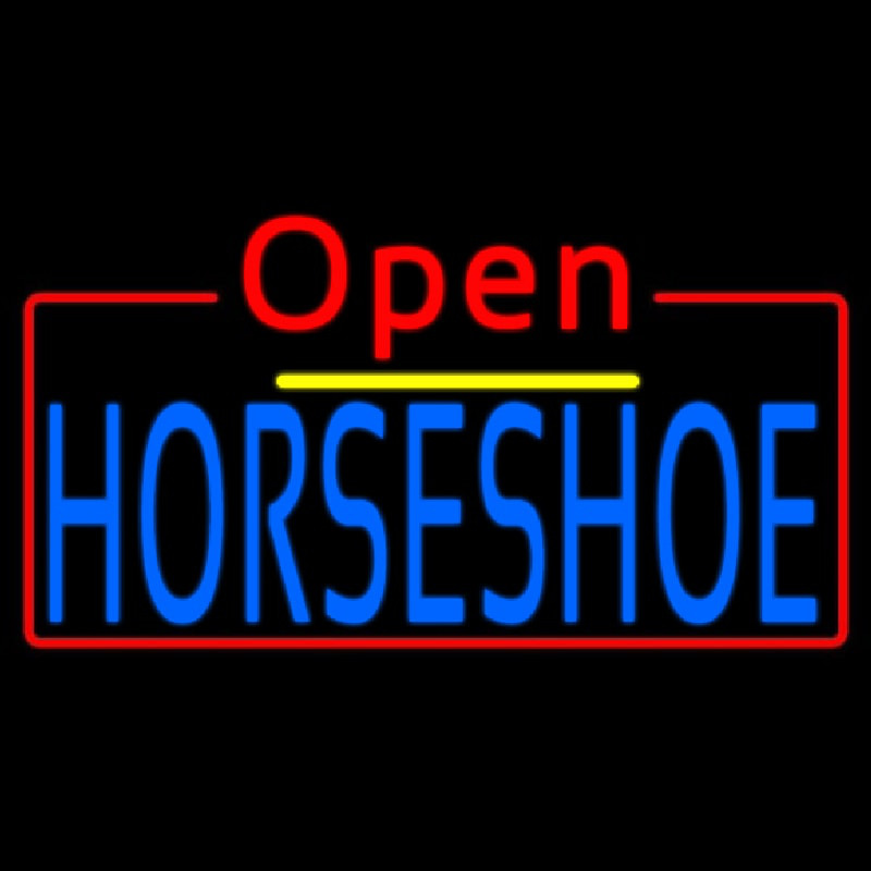 Blue Horseshoe Open Leuchtreklame