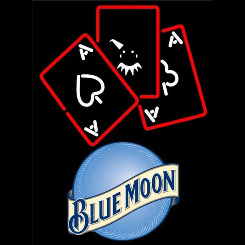 Blue Moon Ace And Poker Beer Sign Leuchtreklame