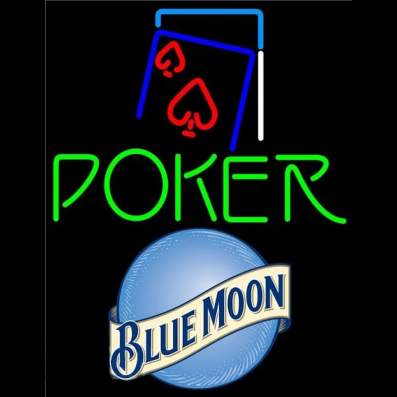 Blue Moon Green Poker Red Heart Beer Sign Leuchtreklame