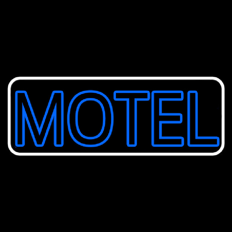 Blue Motel Double Stroke With White Border Leuchtreklame