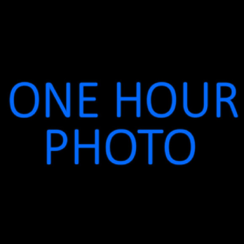 Blue One Hour Photo Block Leuchtreklame