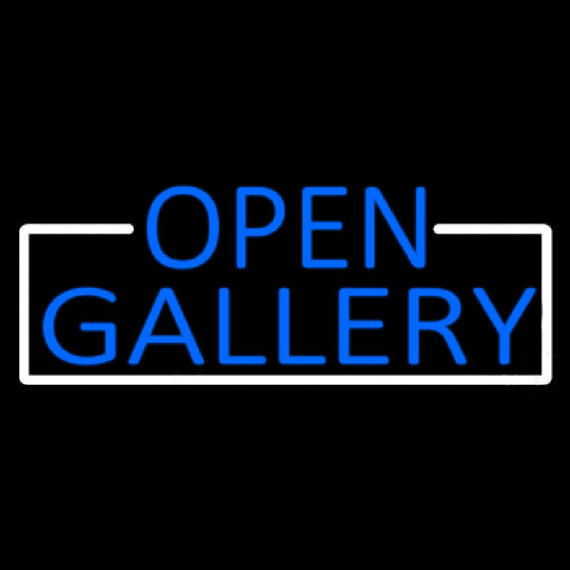 Blue Open Gallery With White Border Leuchtreklame