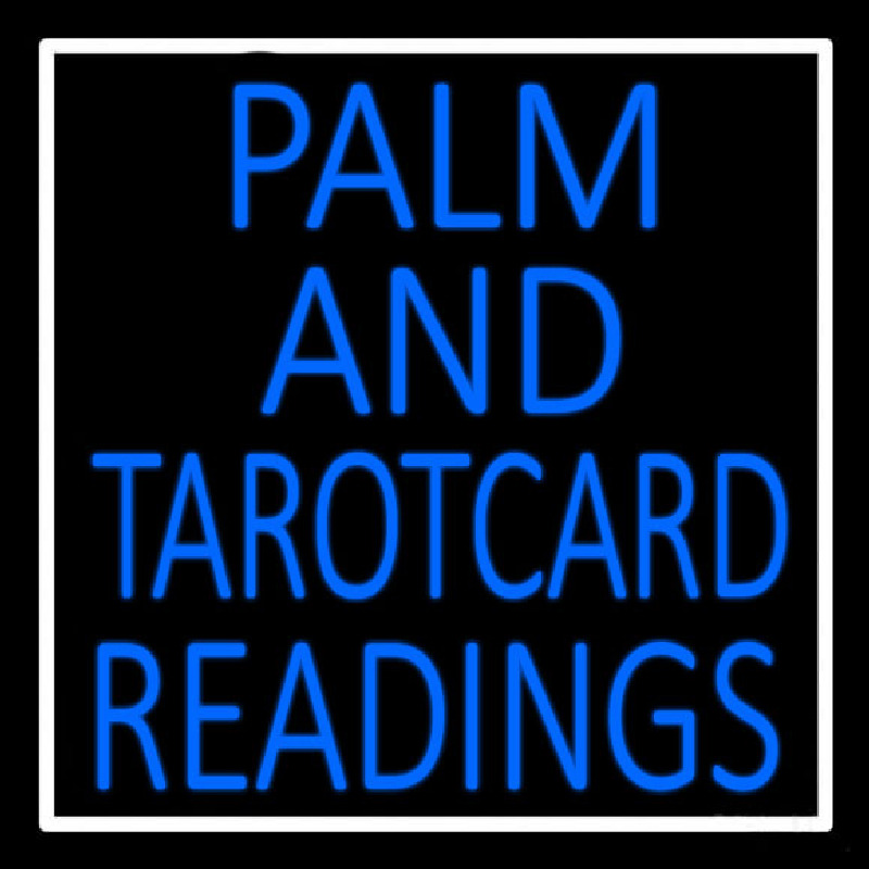 Blue Palm And Tarot Card Readings Leuchtreklame