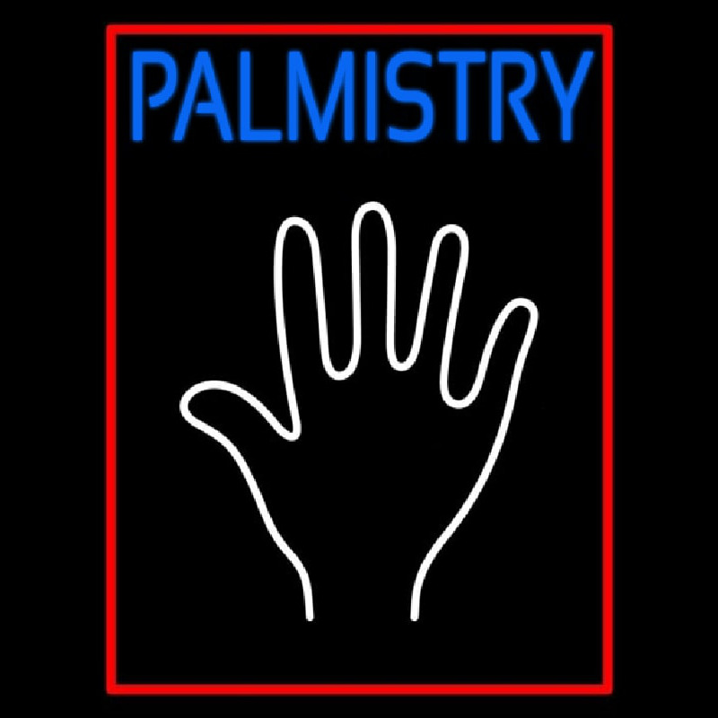 Blue Palmistry Red Border Leuchtreklame