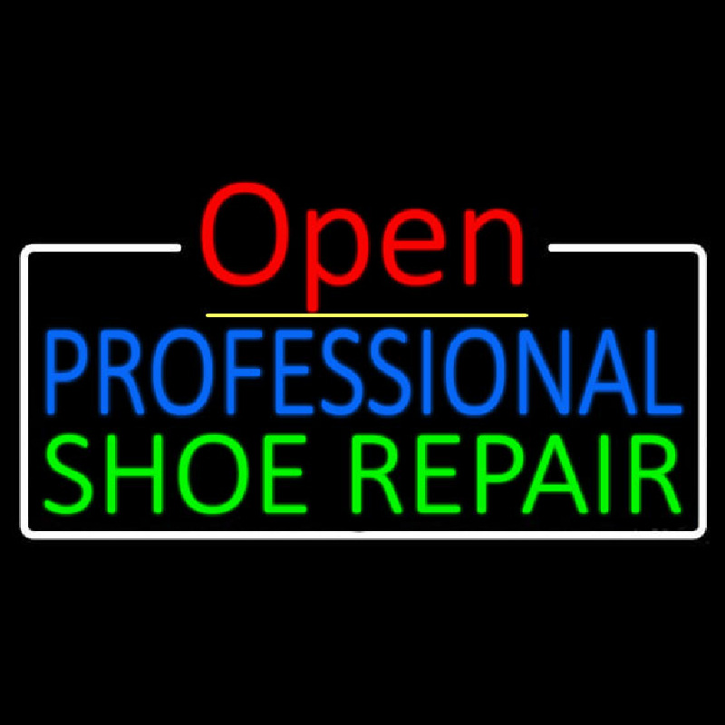 Blue Professional Green Shoe Repair Open Leuchtreklame