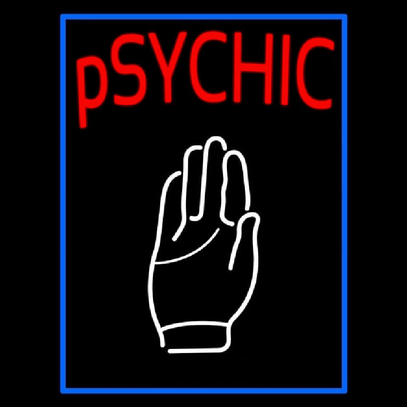 Blue Psychic With Palm Leuchtreklame