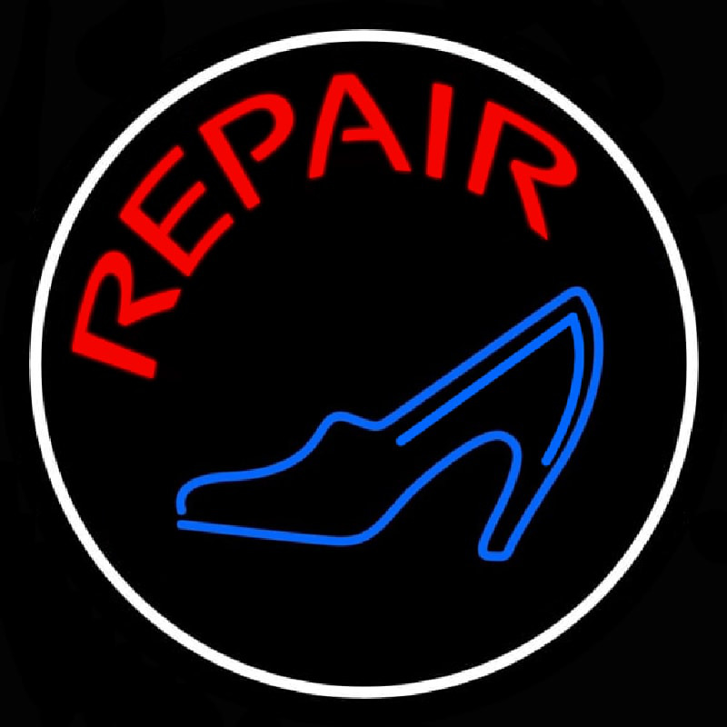 Blue Sandal Red Repair Leuchtreklame