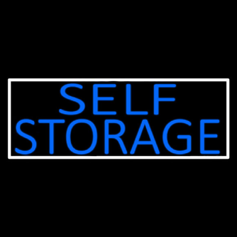 Blue Self Storage With White Border Leuchtreklame