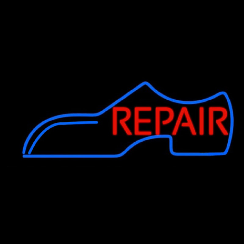 Blue Shoe Logo Red Repair Leuchtreklame