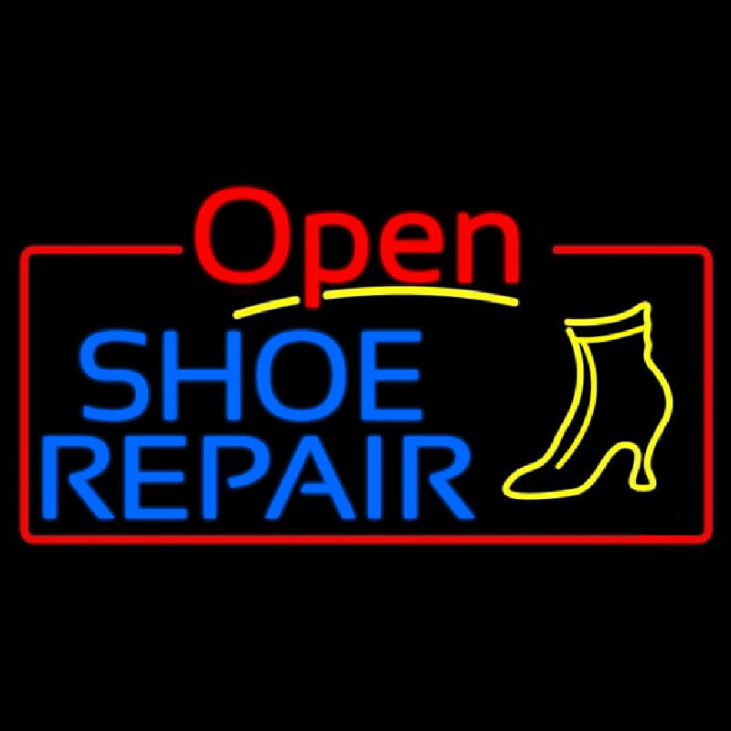 Blue Shoe Repair Open Leuchtreklame