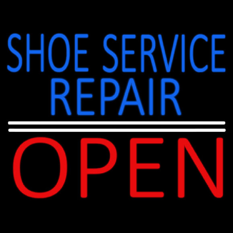 Blue Shoe Service Repair Open Leuchtreklame