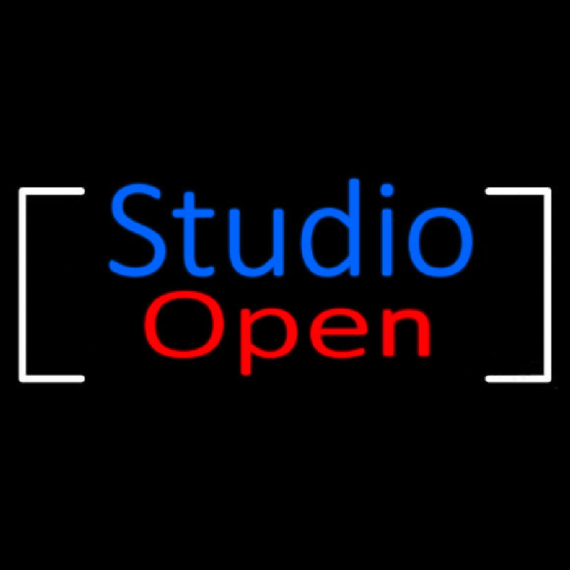 Blue Studio Red Open Border Leuchtreklame