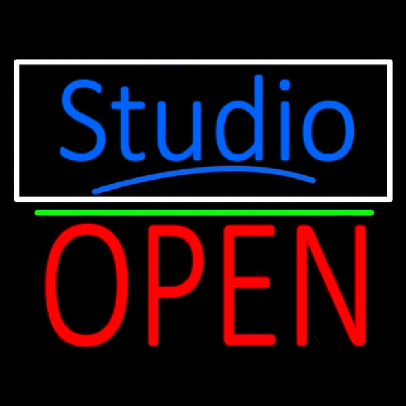 Blue Studio With Open 1 Leuchtreklame