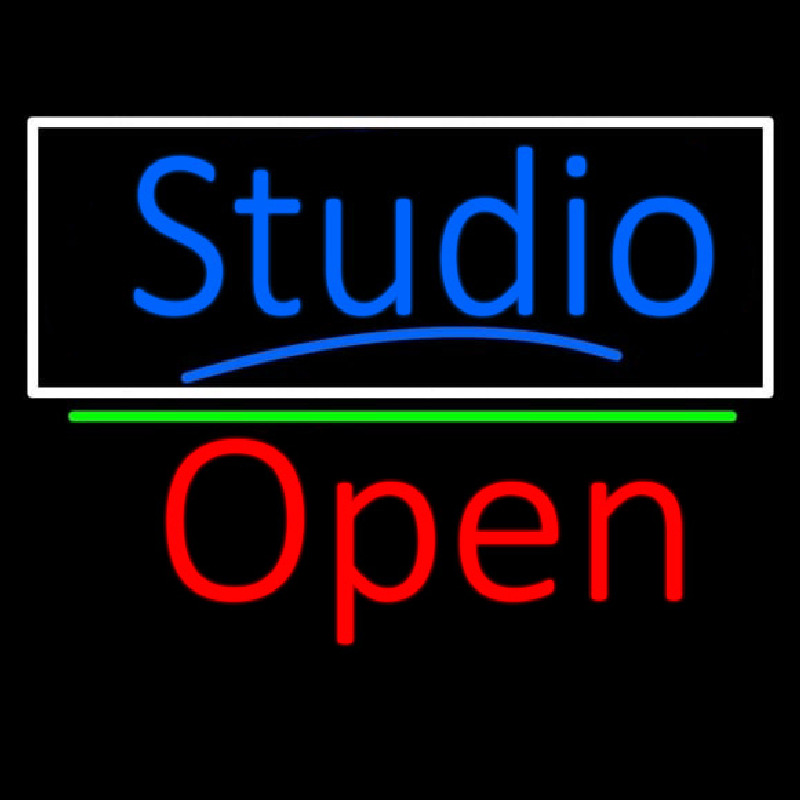 Blue Studio With Open 2 Leuchtreklame