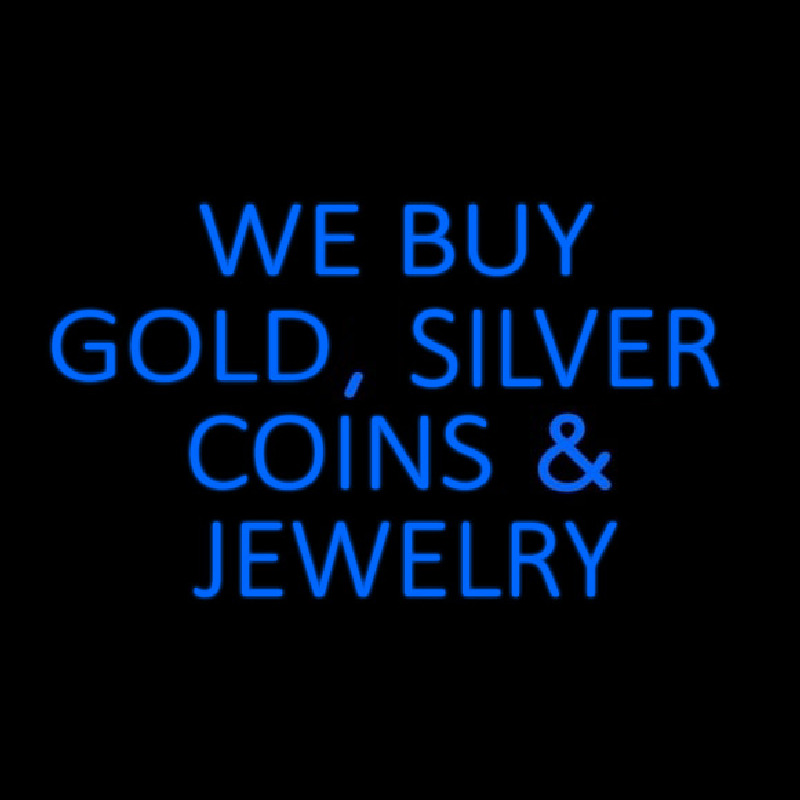 Blue We Buy Gold Silver Coins And Jewelry Leuchtreklame