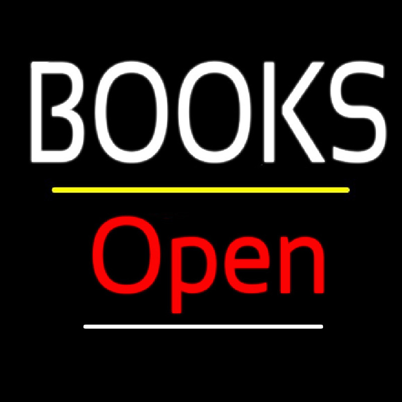 Books Open Yellow Line Leuchtreklame