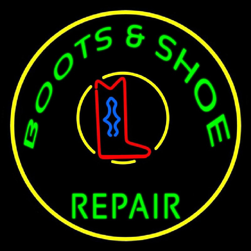 Boots And Shoes Repair With Border Leuchtreklame