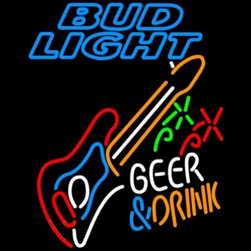 Bud Light And Drink Guitar Beer Sign Leuchtreklame