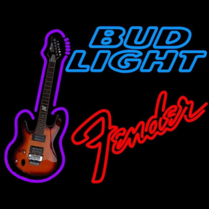 Bud Light Fender Red Guitar Beer Sign Leuchtreklame