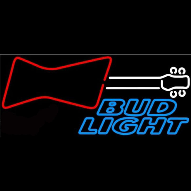 Bud Light Guitar Red White Beer Sign Leuchtreklame