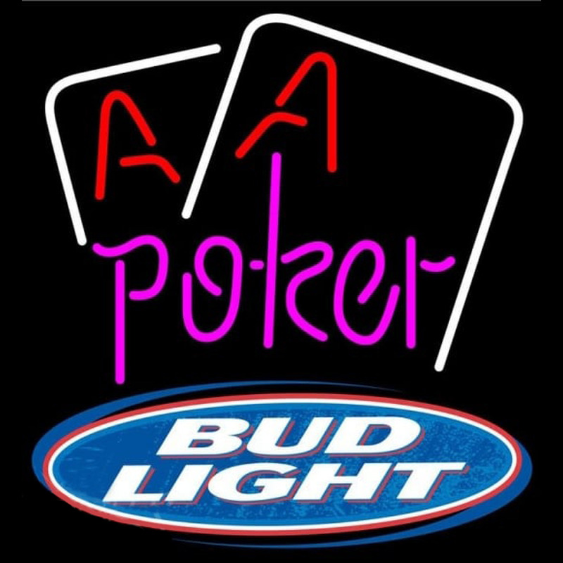 Bud Light Purple Lettering Red Aces White Cards Beer Sign Leuchtreklame