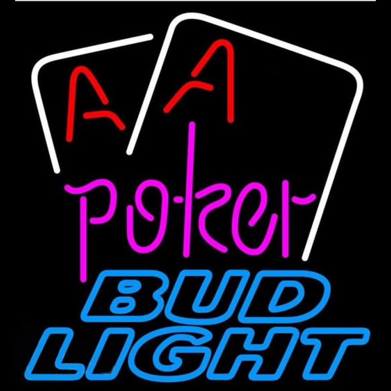 Bud Light Purple Lettering Red Aces White Cards Beer Sign Leuchtreklame