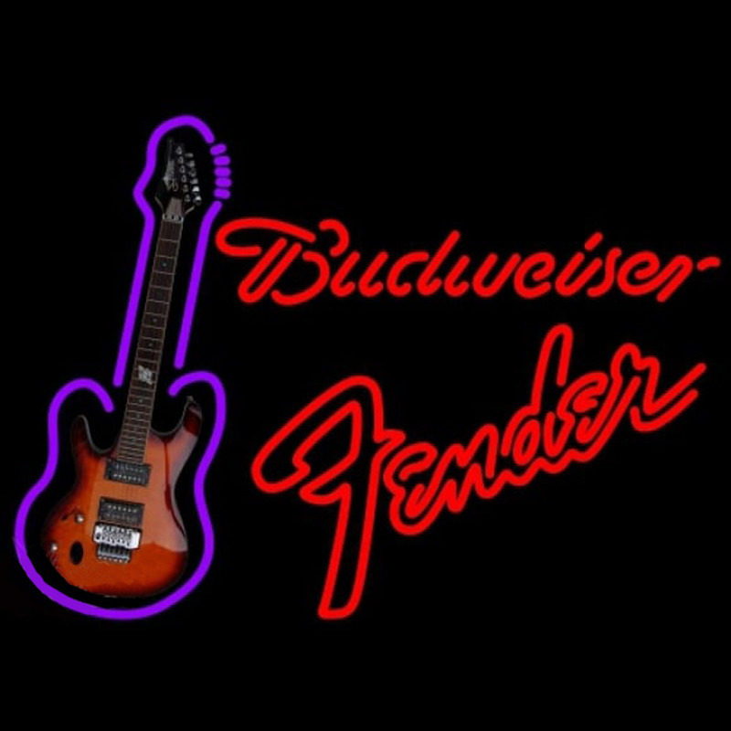 Budweiser Fender Red Guitar Beer Sign Leuchtreklame