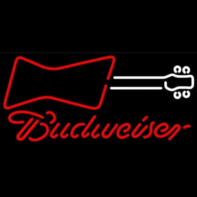 Budweiser Guitar Red White Beer Sign Leuchtreklame