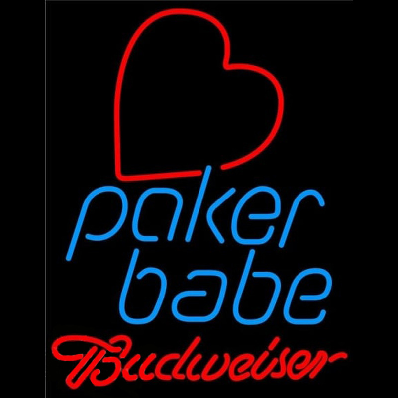 Budweiser Poker Girl Heart Babe Beer Sign Leuchtreklame