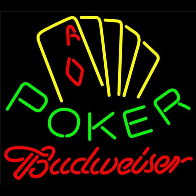 Budweiser Poker Yellow Beer Sign Leuchtreklame