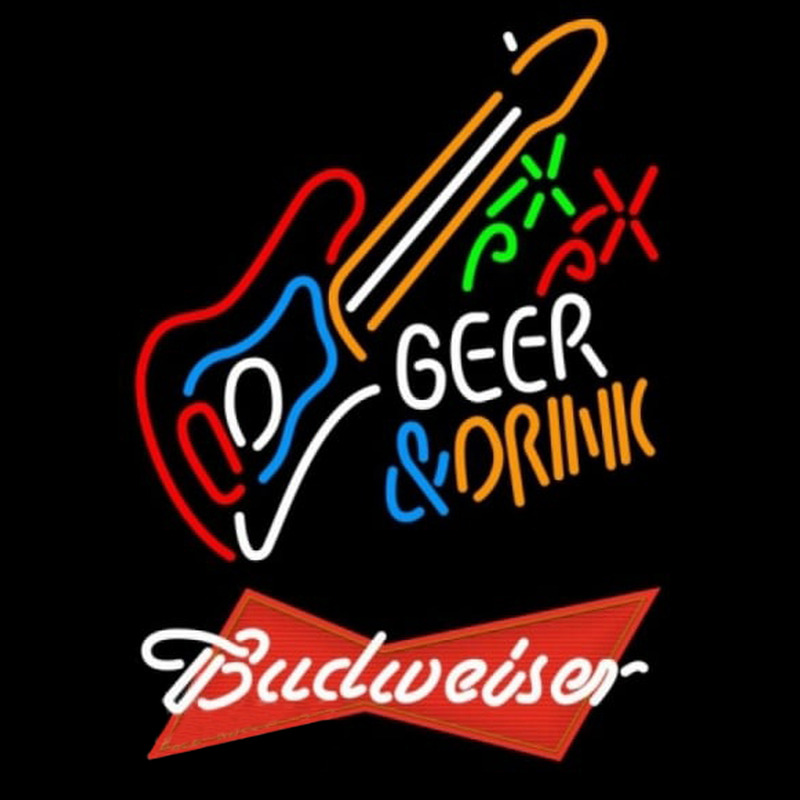 Budweiser Red And Drink Guitar Beer Sign Leuchtreklame