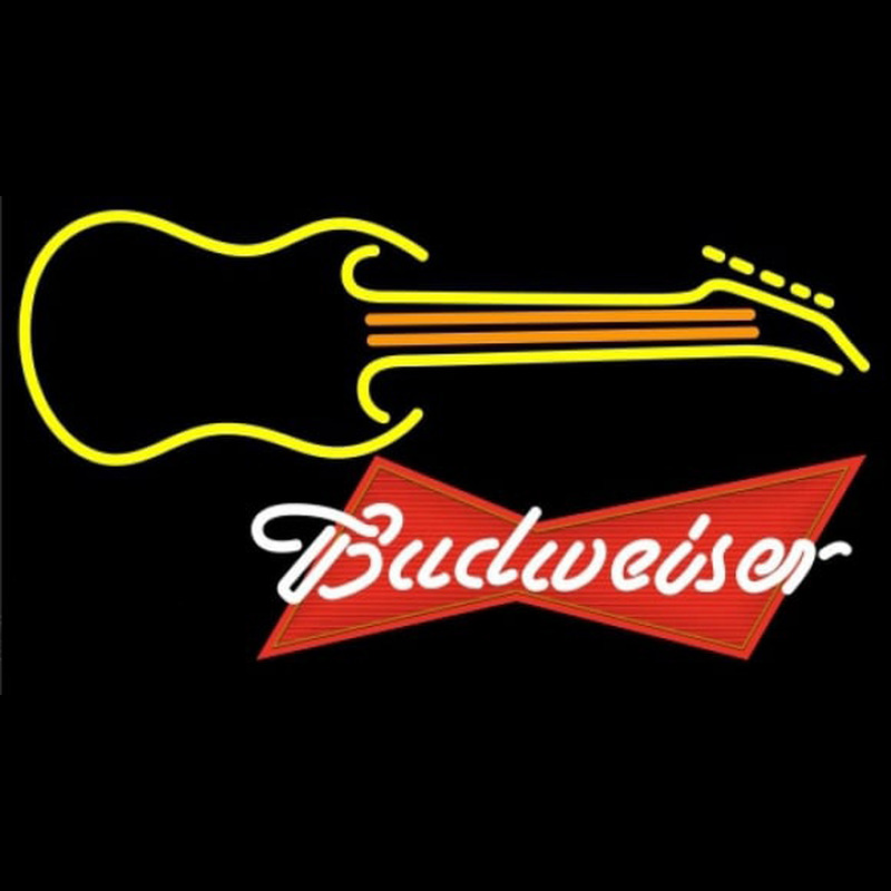 Budweiser Red Guitar Yellow Orange Beer Sign Leuchtreklame